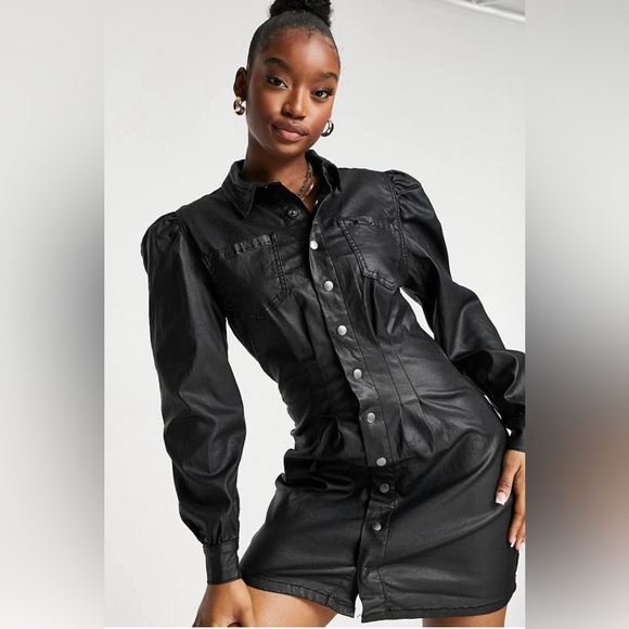 COATED CINCHED  WAIST DRESS by Missguided SIZE 10 - Picture 1 of 7